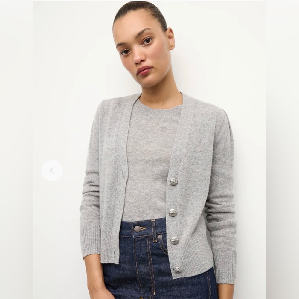 Veronica Beard Solene Cashmere Cardigan In Heather Grey